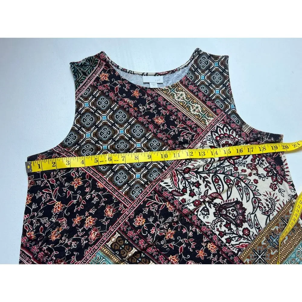 J JILL Womens Boho Patchwork Floral Maxi Dress Sz M Pockets Stretch Knit Cottage - Picture 8 of 8